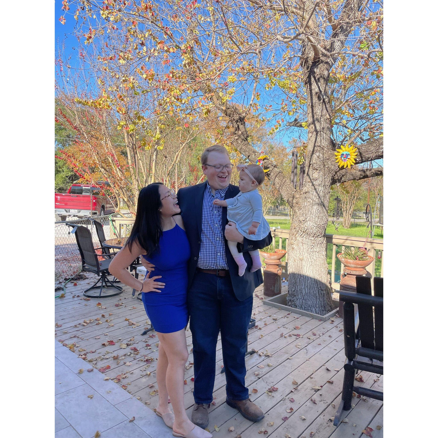 Right before heading to a wedding!