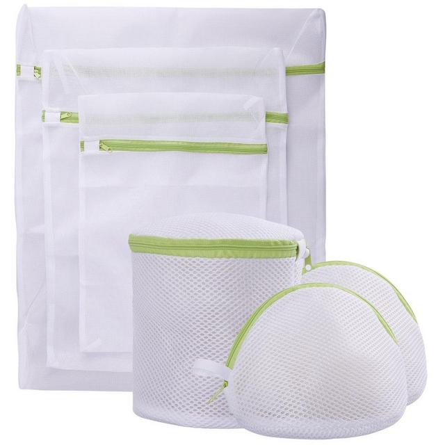 Pagetoc Mesh Laundry Bag Set of 6, White Delicate Durable Polyester Wash Bags with Zipper for Laundry Blouse Hosiery Stocking Underwear Bra and Lingerie