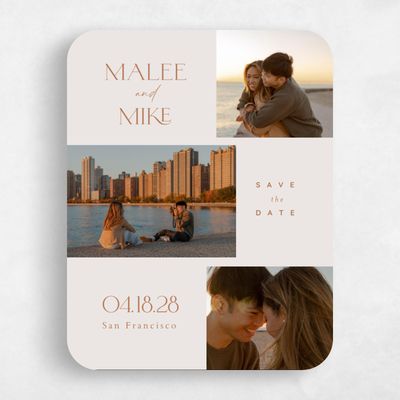 Beige Rounded Wedding Save the Date - Buenos Multiphoto