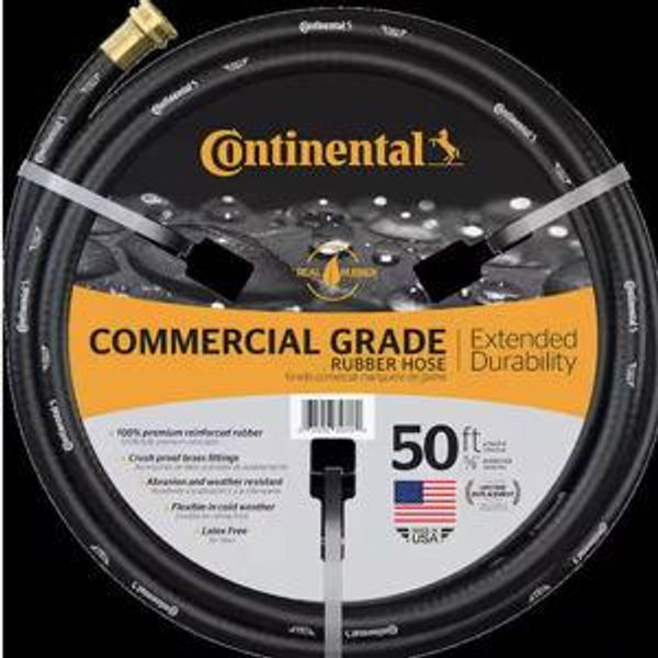 Continental Premium 5/8 in. Dia x 50 ft. Commercial Grade Rubber Black Water Hose 20258074