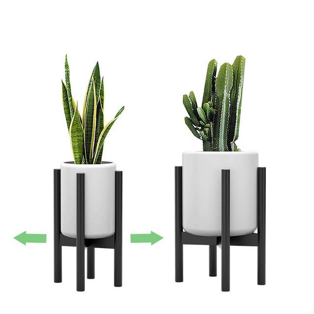 Adjustable Plant Stand, 8 to 12 inches, Bamboo Mid Century Modern Plant Stand, 15 inches in Height, Indoor Plant Stand, Fit 8 9 10 11 12 inch Pots, Pot & Plant Not Included, Black