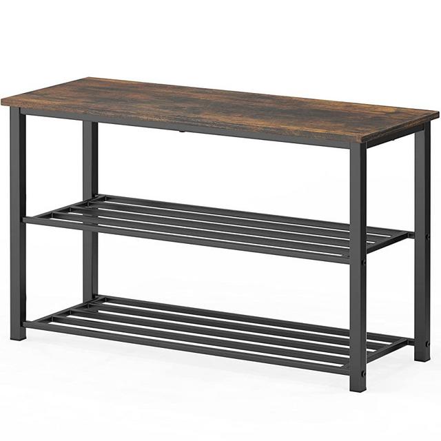 Simple Houseware Shoe Storage Bench for Entryway, Rustic Brown