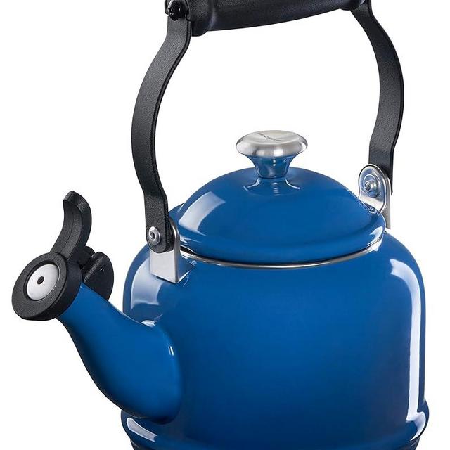 Le Creuset Enamel On Steel Demi Tea Kettle with Metal Finishes, 1.25 qt, Marseille