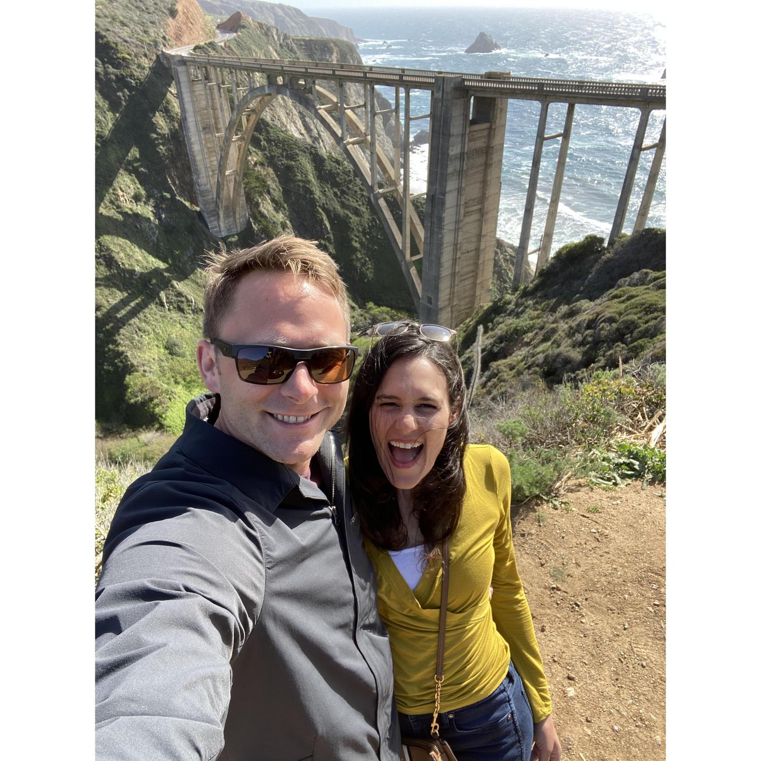 Stopping by the Bixby bridge during our road grip to Carmel-by-the-Sea