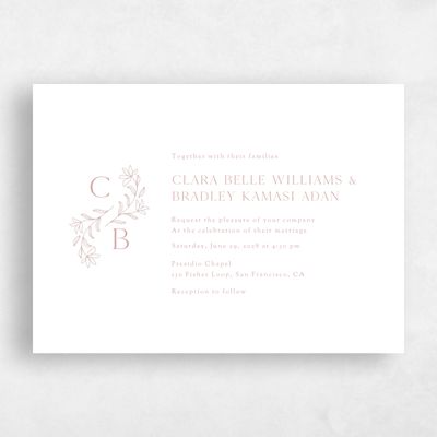 Dusty Rose, Pink Wedding Invitation - Creston Landscape Letterpress