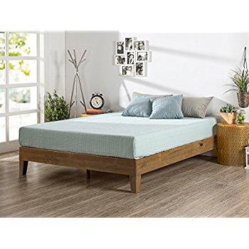 Zinus 12 Inch Deluxe Wood Platform Bed / No Boxspring Needed / Wood Slat Support / Rustic Pine Finish, King