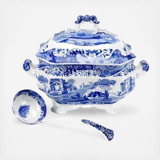 Spode Blue Italian Soup Tureen & Ladle