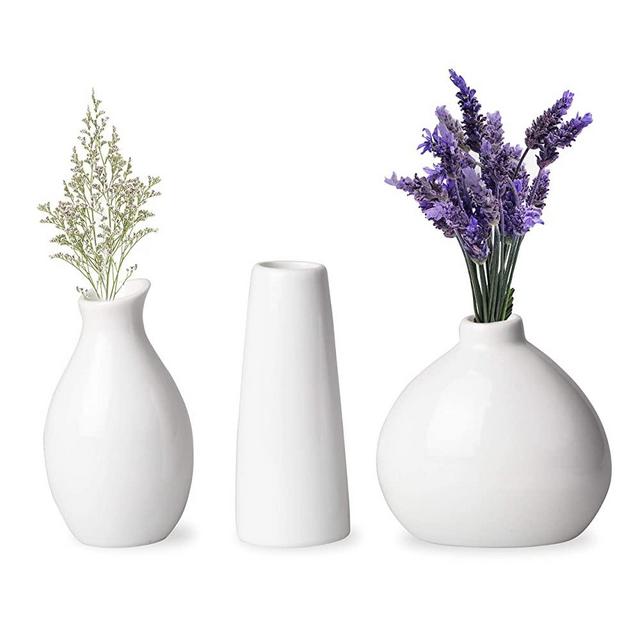 Upper Midland Products 3 White Vases for Decor, Small White Vase Ceramic Vases for Home Decor