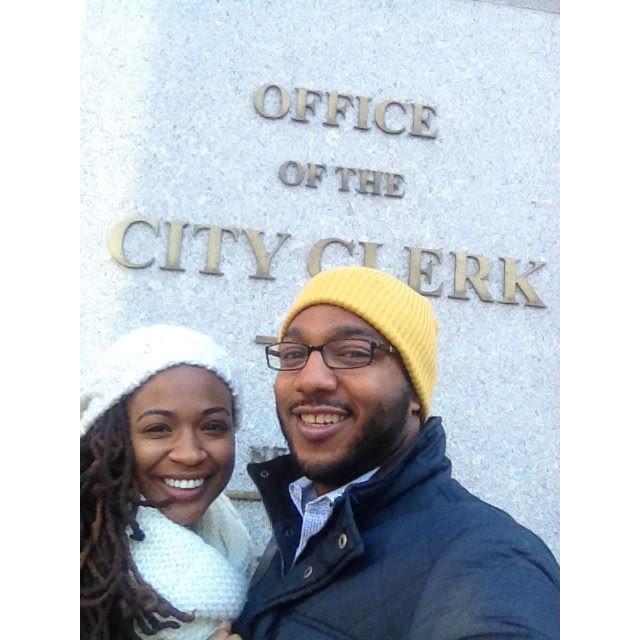 November 2013: Picking up the marriage certificate.