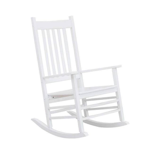 B&Z KD-25W Wooden Rocking Chair Heirloom Contoured Porch Rocker Indoor Outdoor (White)