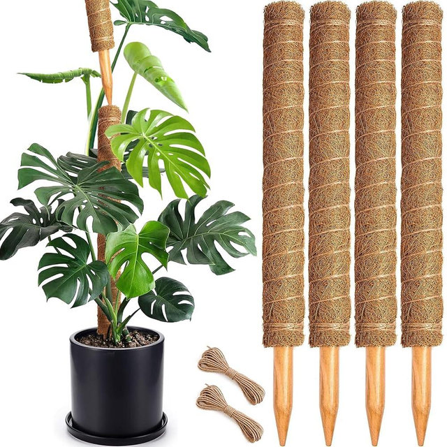 Soupiar 4 Pack 22 Inch Stackable Moss Pole - Thick & Sturdy Natural Coir Totem Plant Support & Garden Stakes for Monstera & Pothos, Indoor Climbing Vining Houseplants, 70”H Max