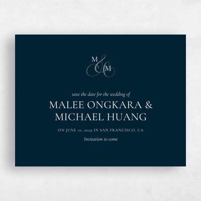 Deepest Teal, Blue Wedding Save the Date - Aven Landscape