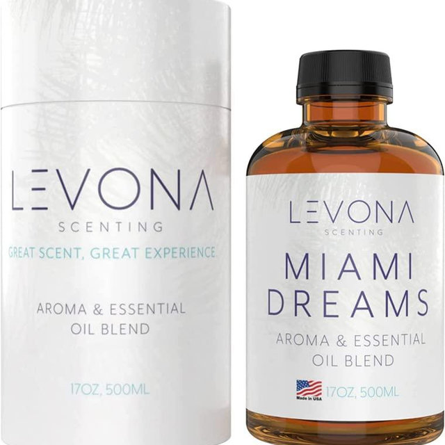 Levona Scent Essential Oils for Diffusers for Home: Miami Dreams Hotel & Home Luxury Scents Fragrance Oil - Aroma Oil with Notes of Bergamot Oil & Pine Essential Oil -500 Ml Scented Oils for Diffuser