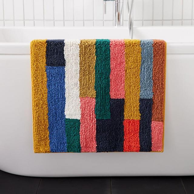 Organic Landscape Stripes Bath Mat , Multi, 20"x34"