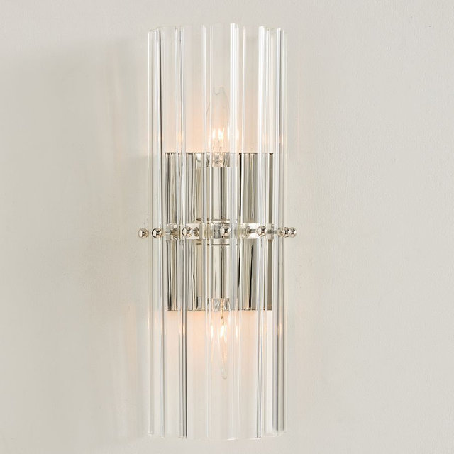 Mallory Crystal 15" Sconce, Polished Nickel