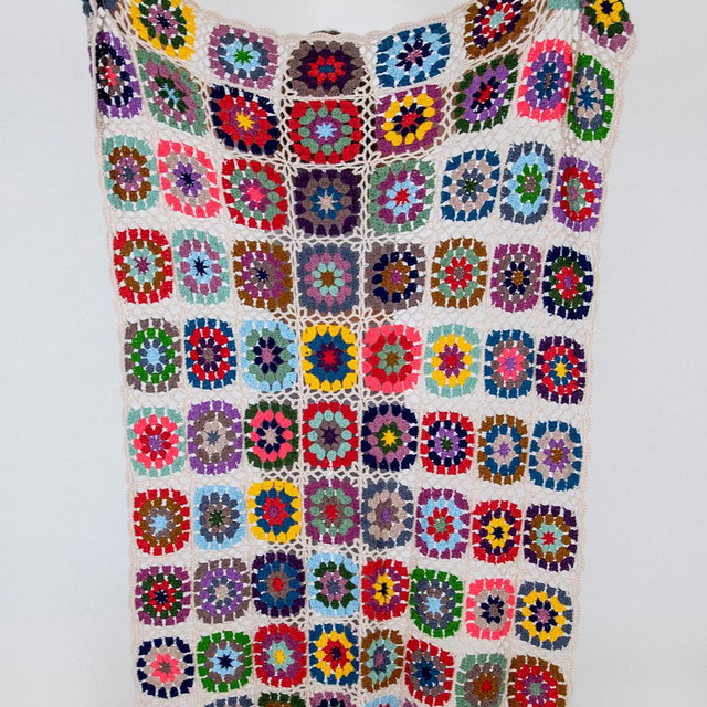 Granny Square Crochet Throw Blanket - Multicolored