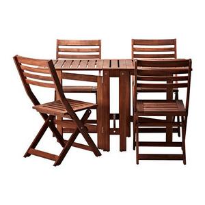 ÄPPLARÖ				Table and 4 folding chairs, outdoor, brown brown stained