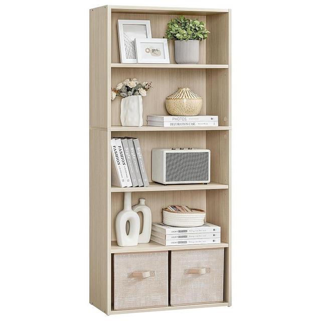 VASAGLE Custos Collection - Bookshelf, 5-Tier Bookcase, Book Shelf, Open Storage Shelf, 9.4 x 23.6 x 52.8 Inches, for Living Room, Home Office, Dinning Room, Natural Beige ULBC165L01
