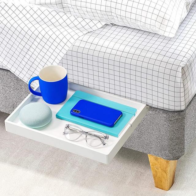 BedShelfie The Original Bedside Shelf for Bed and Bunk Bed Shelf - 4 Colors / 4 Styles - AS SEEN ON Real Simple & BuzzFeed (Slide Style, Bamboo in White)