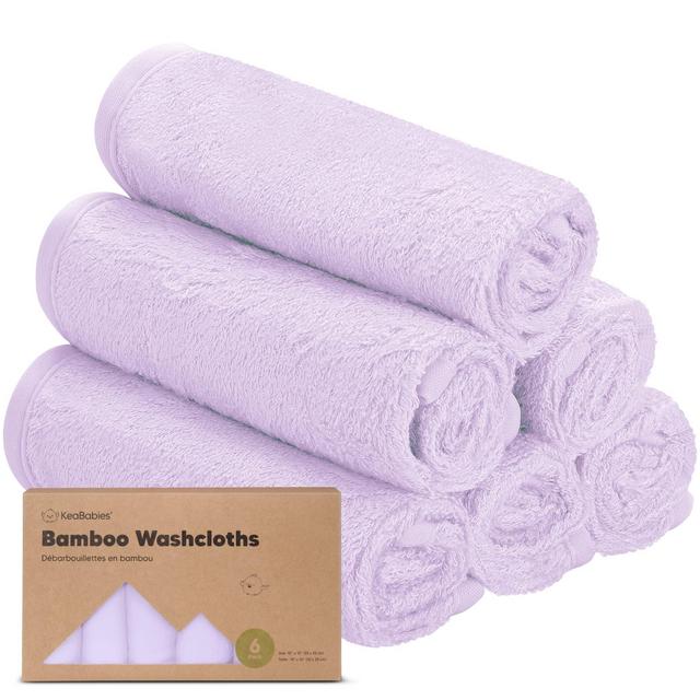 6-Pack Organic Baby Washcloths - Soft Bamboo Washcloth, Baby Wash Cloths, Baby Wash Cloth for Newborn, Kids, Baby Towels, Baby Bath Essentials, Face Towel, Face Cloths for Washing Face (Soft Lilac)