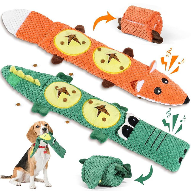 QWYXZZ 2 Pack Dog Toys for Aggressive Chewers - Interactive Dog Toys, Interactive Puppy Dog Chew Toys with Squeaker & No Stuffing Dog Puzzle Toy (Suitable for Small and Medium Dogs)