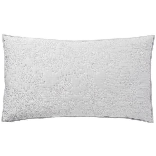 Monique Lhuillier Blossom Embroidered Cotton Sham, King, Gray