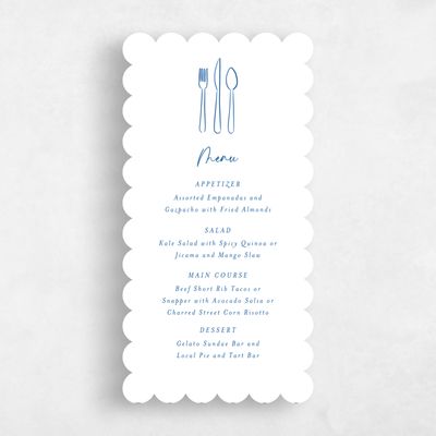 Blue Scalloped Wedding Menu - Oia