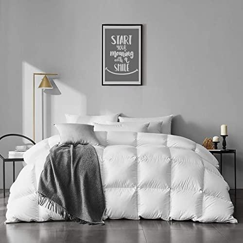 APSMILE 100% Organic Cotton Goose Feather Down Comforter Medium Warm All Seasons Hypoallergenic Duvet Insert (Full/Queen, Ivory White)