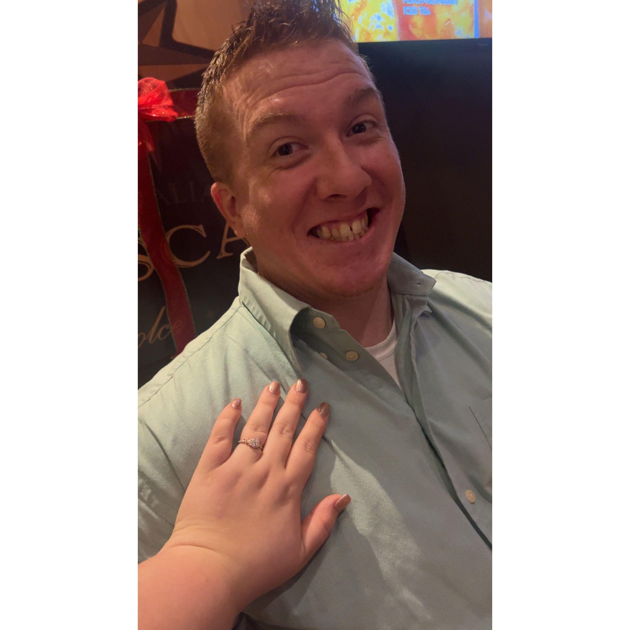 This was taken at Olive Garden the night we got engaged🍝💍