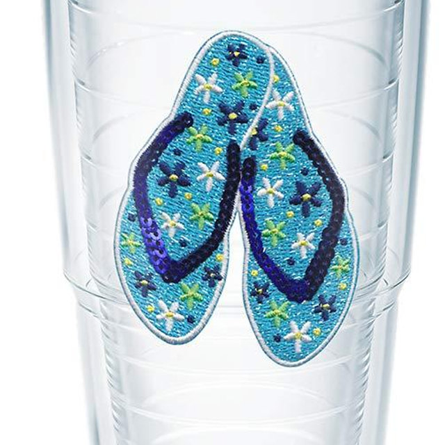 Tervis Sequins Flip Flops Made in USA Double Walled Insulated Tumbler Cup Keeps Drinks Cold & Hot, 24oz, Clear