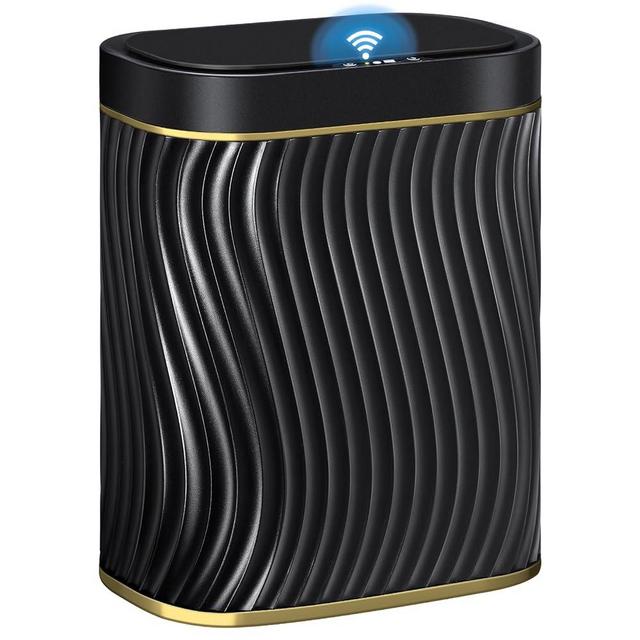 Bathroom Small Trash Can with Automatic Touchless Lid, 2.6 Gallon Smart Garbage Can Narrow Waterproof Trash Bin for Bedroom, Office, Living Room