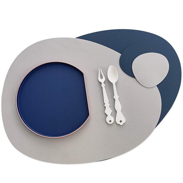 SIMPLYCASA Silicone Placemat & Coaster Set (Pack of 4 / 2 Colors Set), Heat-Resistant Non-Slip Washable Table Mats, Modern Design Placemats