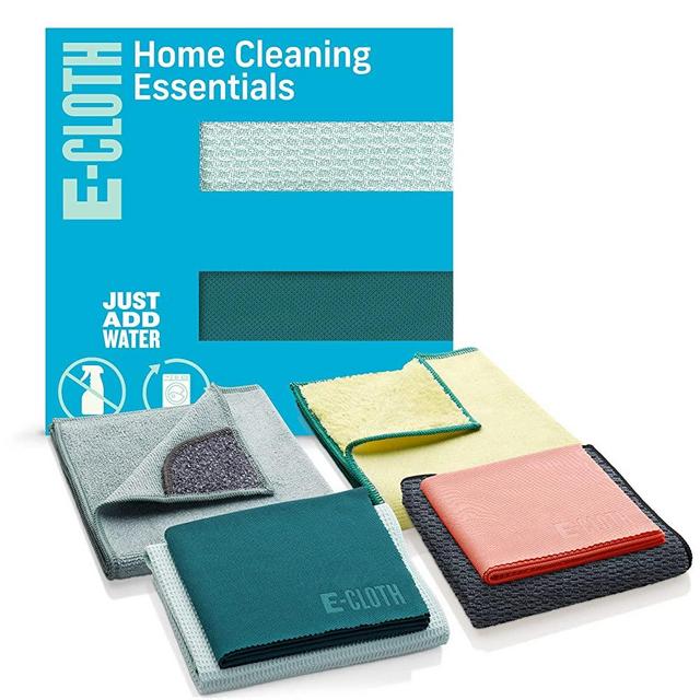 E-Cloth 6 Piece Home Cleaning Essentials, Premium Microfiber Cleaning Cloth and Supplies Set, Ideal Cleaner for Glass, Window, Kitchen, Dust, Granite, and Marble, 100 Wash Guarantee