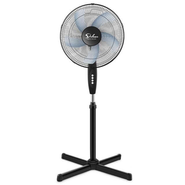 Simple Deluxe Oscillating 16″ 3 Adjustable Speed Pedestal Stand Fan for Indoor, Bedroom, Living Room, Home Office College Dorm Use, 16 Inch, Black