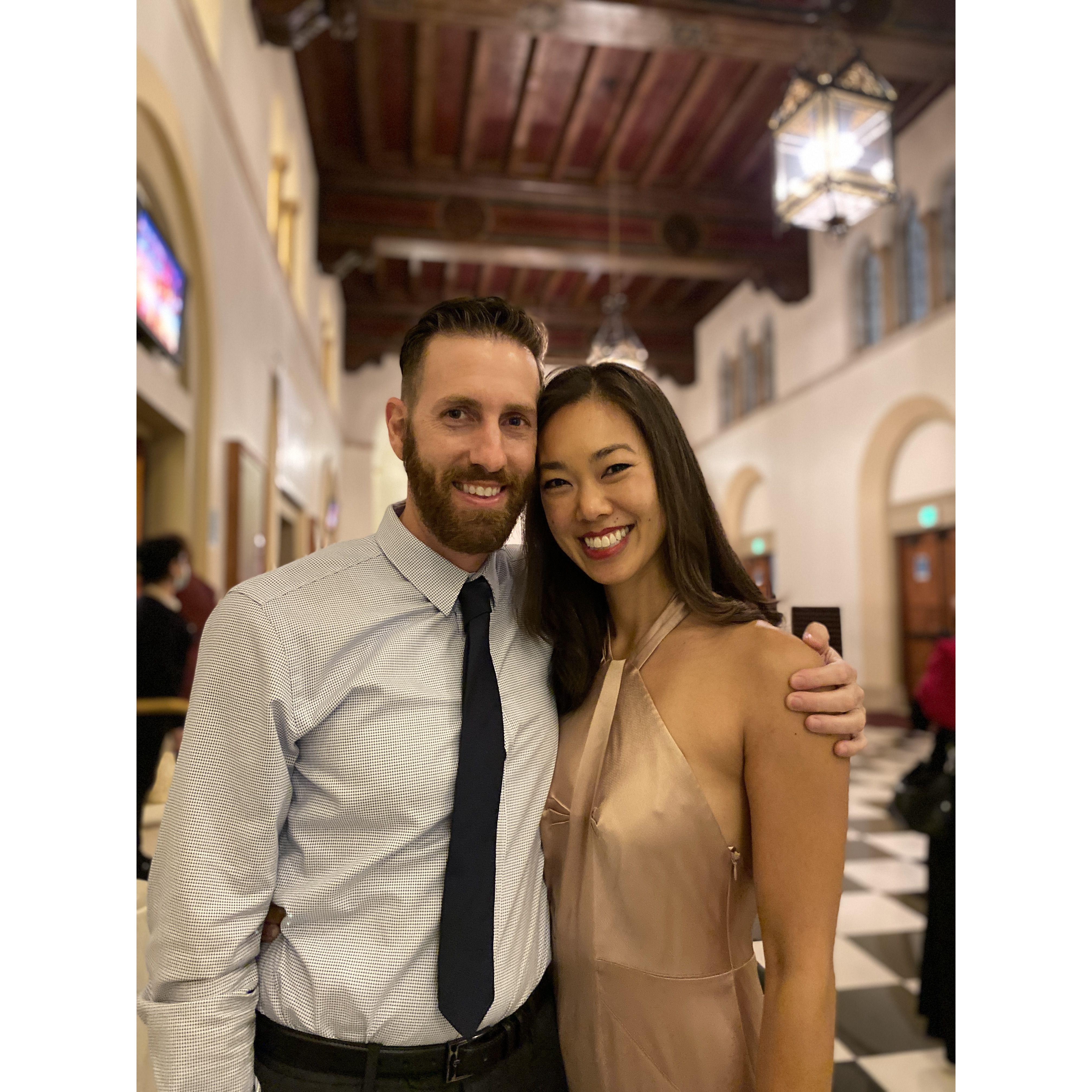 At our friend's concert - and where coworkers discovered we were dating