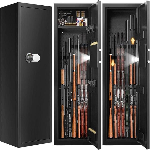 Tepafac Fireproof 7-8 Rifle Gun Safe Gun Cabinet with Removable Shelf, 51" Deeper&Larger Long Gun Safes for Home Rifle and Pistols with Silent Mode, Anti-Theft Large Gun Safes for Rifles and Shotguns