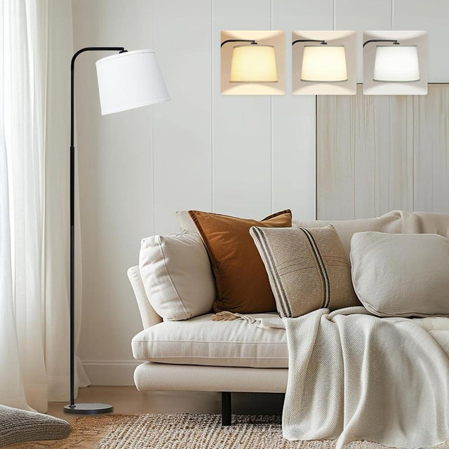 AKASUKI Floor Lamp for Living Room with 3 Color Temperatures, Foot Switch Standing Lamps for Living Room, Bedroom, Office, Arc Mordern Floor Lamp with 9W LED Bulb Included