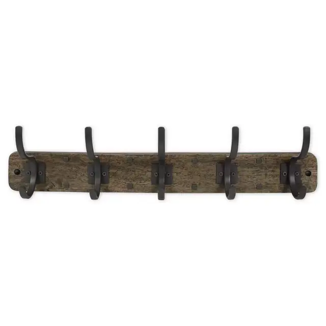 Spectrum Richmond Wood Wall Mount 5-Hook Rack in Coffee