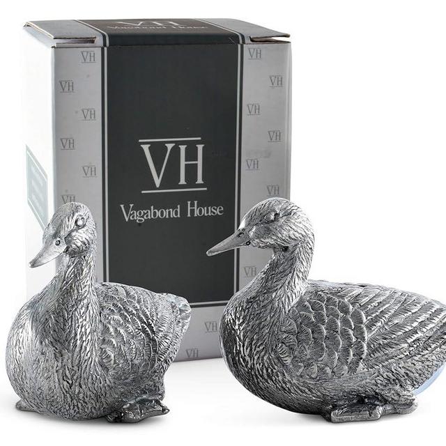 Vagabond House Pewter Duck Salt and Pepper Shaker Set Heirloom Quality Solid Metal S/P Shaker 2 inch Tall