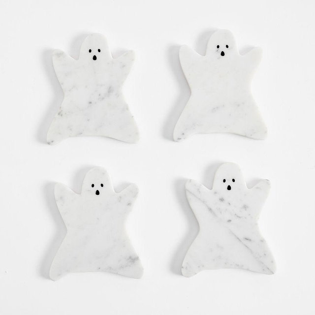Ghost Marble Coasters, Set of 4 - White
