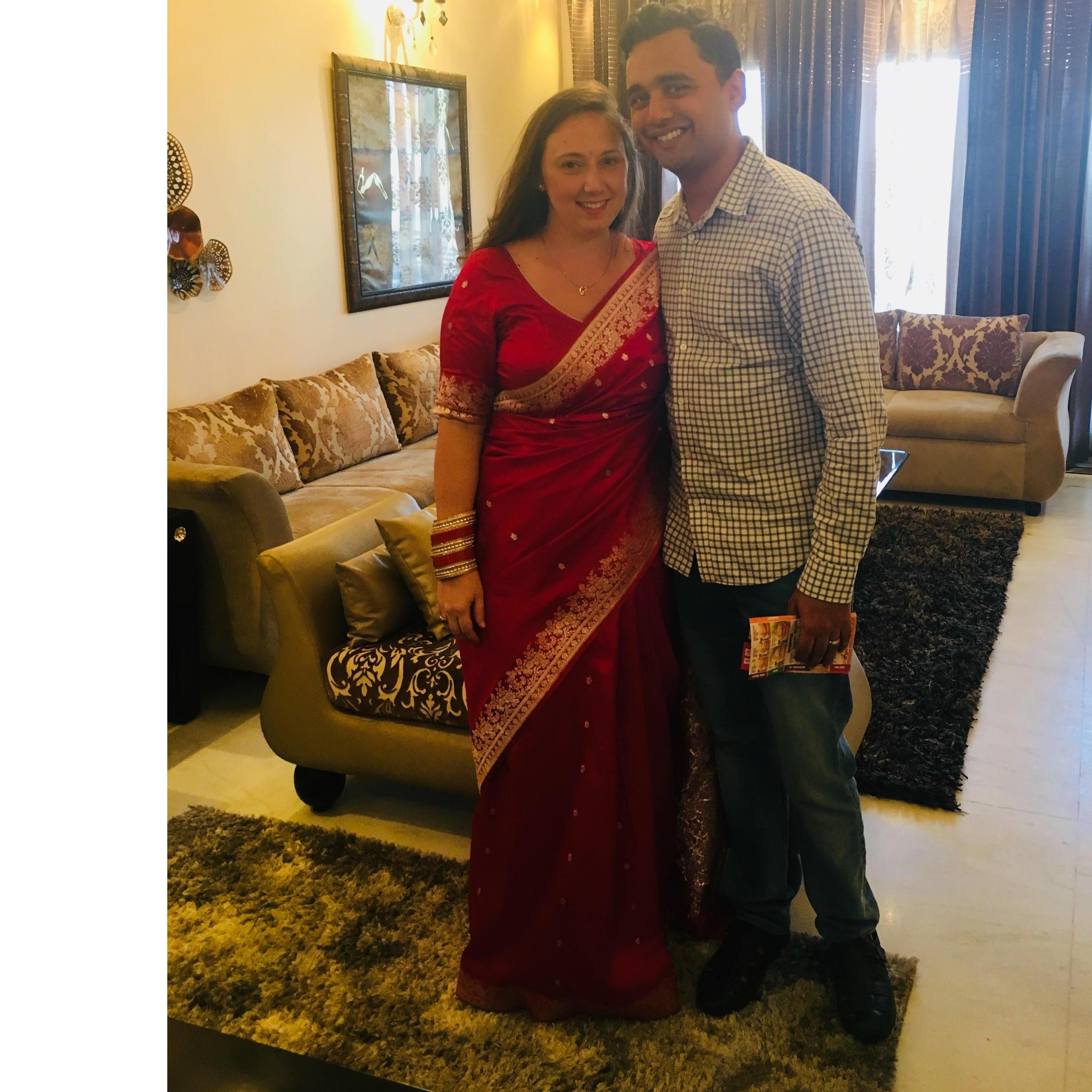 Leah in her first sari