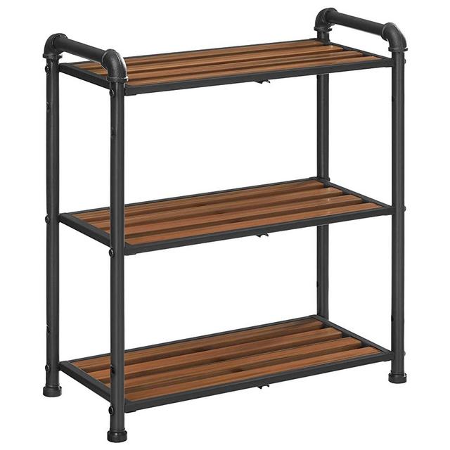 VASAGLE URBENCE 3-Tier Storage Rack, Freestanding Kitchen Shelf, Adjustable Storage Shelf with Steel Pipes, Industrial, for Living Room, Bathroom, Rustic Brown and Black UBSC111B01