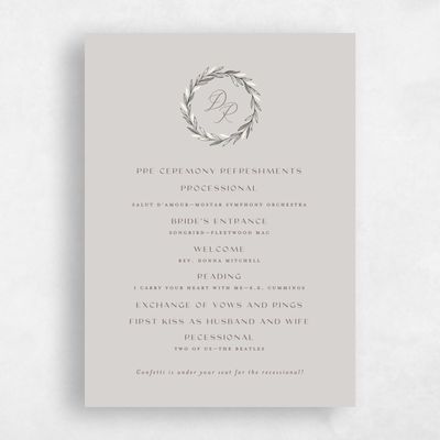 Stone Gray, Grey Wedding Program - Bruges