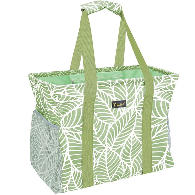 BALEINE Extra Large Utility Tote Bag with Wire Frame for Storage (Antique Foliage, 16.5''x14''x10'')