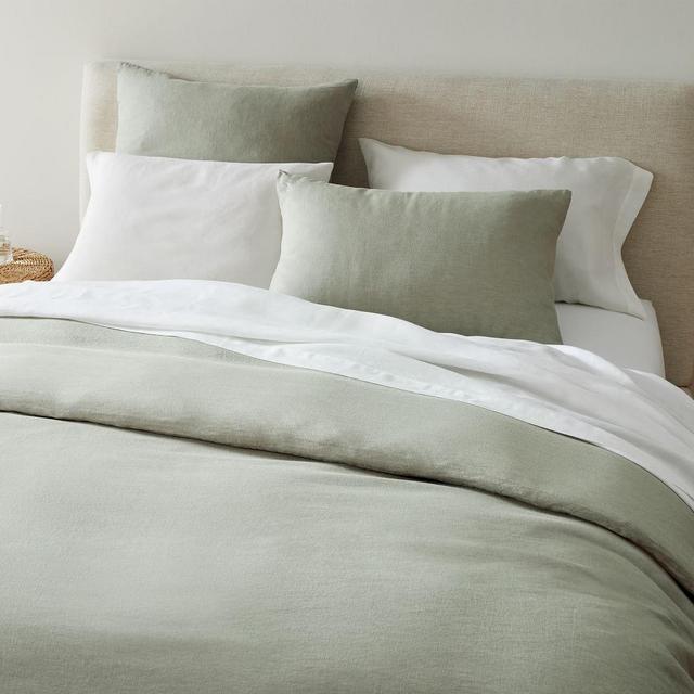 European Linen Duvet, Full/Queen, Celadon Melange