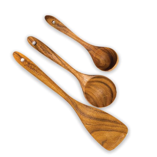 BergHOFF Bamboo 3Pc Wooden Utensil Set: Spatula, Spoon & Ladle