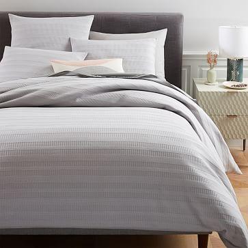 2 Organic Dobby Ladder Stripe Shams - Frost Gray