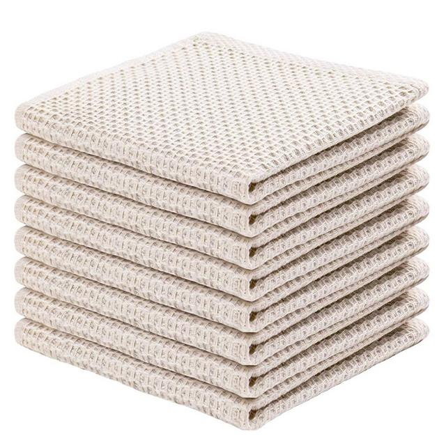 8Pack Cotton Dish Cloths, Hotel Waffle Weave Super Soft and Absorbent Dish Towels Quick Drying Dish Rags 12 x 12 Inches for Restaurant, Home, Kitchen