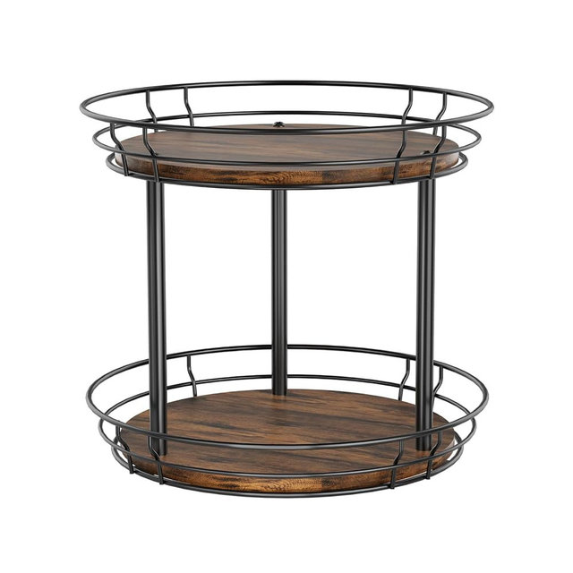 LAMU 10'' Lazy Susan Turntable Organizer, 2 Tier Round Rotating Spice Rack Organization for Kitchen Cabinet and Countertop, Wooden Lazy Susan for Table Top, Pantry, Bathroom, Vanity, Home Decor