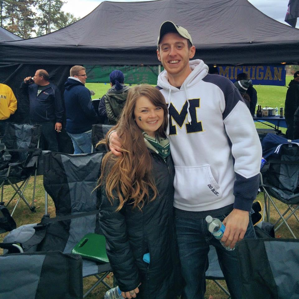 MSU vs. Michigan 2015.  There was a problem with the snap and MSU won!  We will forever be a house divided.